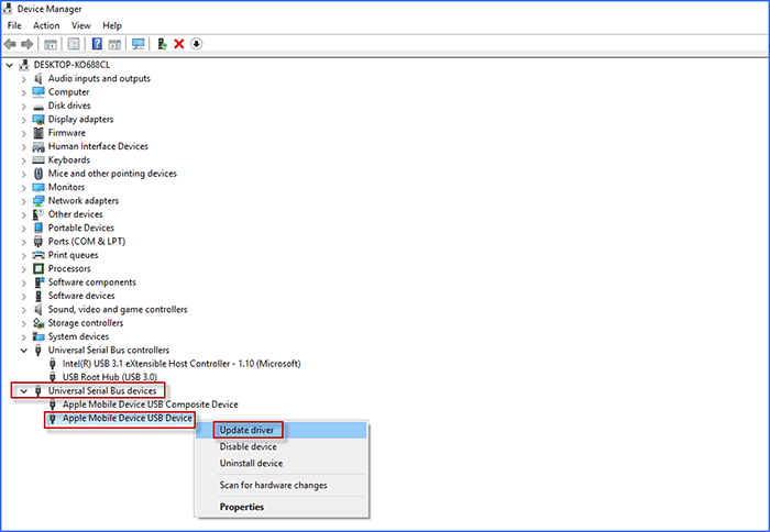 update Apple Mobile Device USB Driver